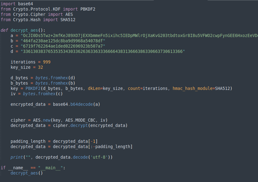 Figure 7 - Python Script to automate decryption.