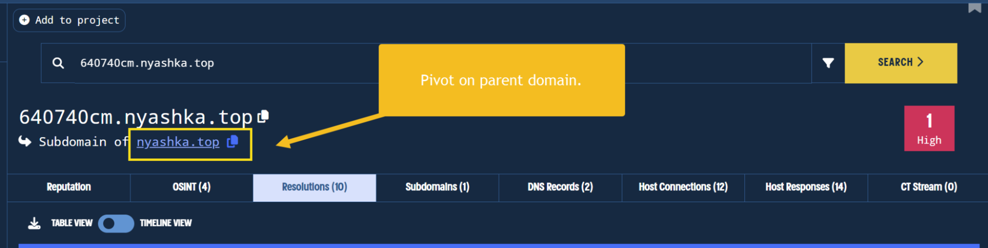 Pivoting using the parent domain for DCRat.