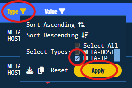 Figure 31. Type Filtering only for META-IP