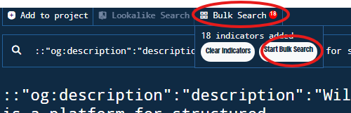 Figure 35. Adding indicators to Bulk Search