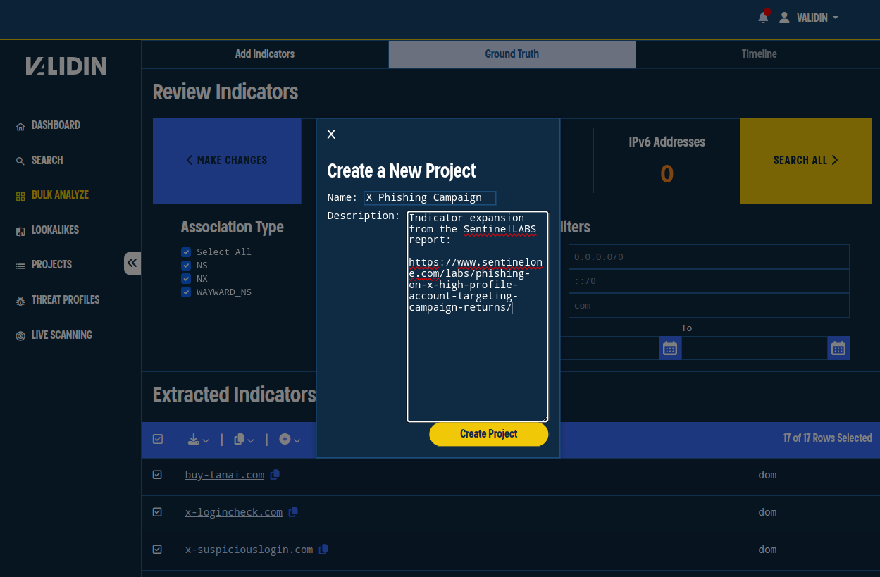 Figure 3. Creating a new project, naming it, and providing a description.